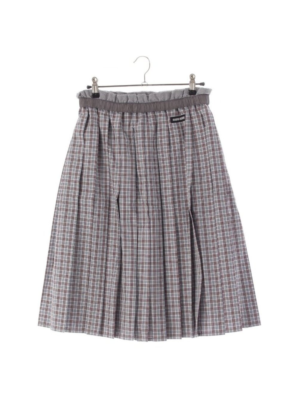 Miu Miu Technical Silk Mesh Layered Design Skirt Gray White 38